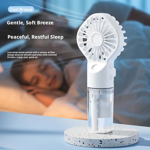 New Fan Mini Handheld Mist Fan Portable USB Rechargeable Handheld 3 Speeds Powerful Fan Outdoor Personal Hand Fan