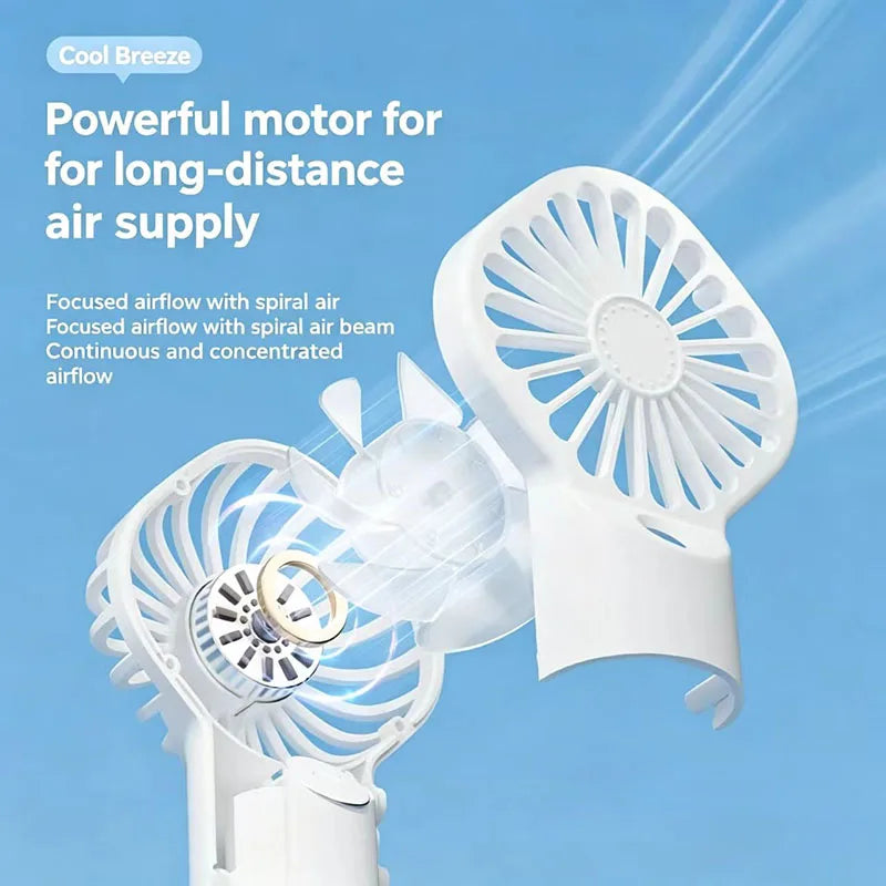 New Fan Mini Handheld Mist Fan Portable USB Rechargeable Handheld 3 Speeds Powerful Fan Outdoor Personal Hand Fan