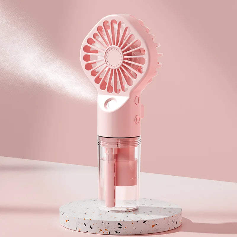 New Fan Mini Handheld Mist Fan Portable USB Rechargeable Handheld 3 Speeds Powerful Fan Outdoor Personal Hand Fan